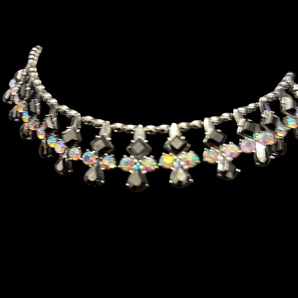 Vintage NY Necklace with AB Rhinestones & Jet Black Crystals - Picture 1 of 11